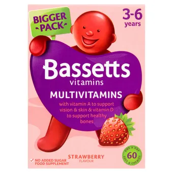 Asda Bassetts vitamins multivitamins strawberry flavour 3-6 years one a day 60 soft & chewies offer