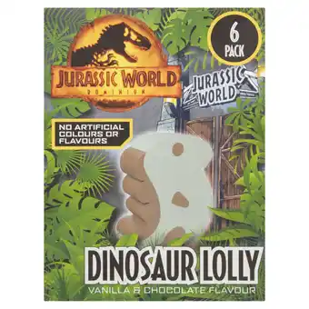Asda Jurassic world dominion dinosaur lolly vanilla & chocolate flavour 6 x 35g offer