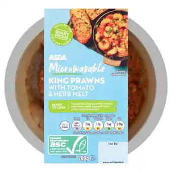 Asda Asda microwavable king prawns with tomato & herb melt 200g offer