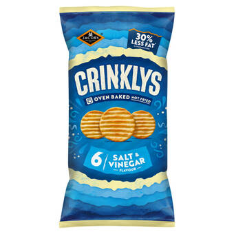 Asda Jacob's jacob’s crinklys salt & vinegar 30% less fat baked snacks multipack 6x23g, 138g offer