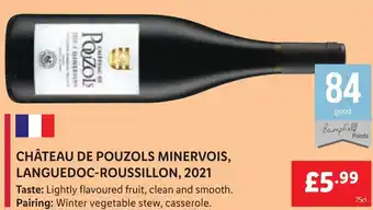 Lidl CHÂTEAU DE POUZOLS MINERVOIS, LANGUEDOC-ROUSSILLON, 2021 offer