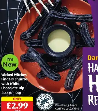 Aldi Wicked Witches' Fingers Churros with White Chocolate Dip offer