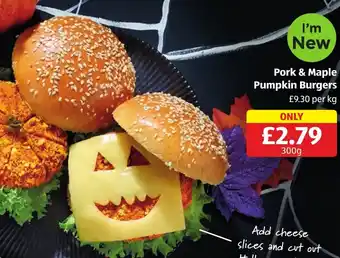 Aldi Pork & Maple Pumpkin Burgers offer