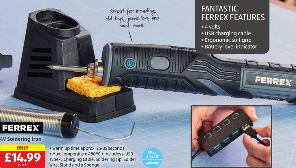 FERREX 4V Soldering Iron offer at Aldi