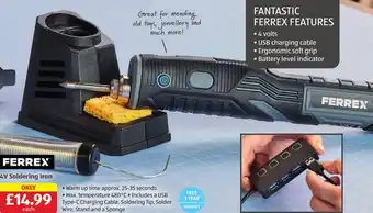 Aldi FERREX 4V Soldering Iron offer