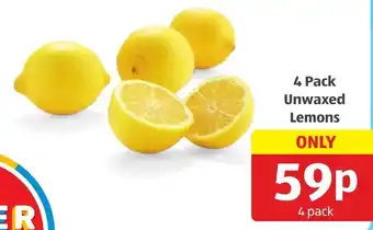 Aldi 4 Pack Unwaxed Lemons offer