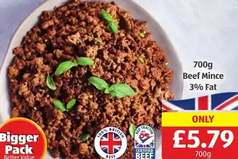 Aldi 700g Beef Mince 3% Fat offer