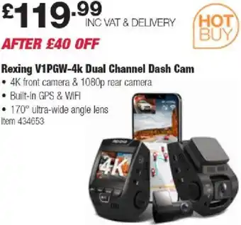 Costco Rexing V1PGW-4k Dual Channel Dash Cam offer
