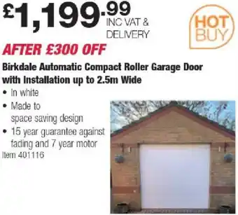 Costco Birkdale Automatic Compact Roller Garage Door with Installation up to 2.5m Wide offer
