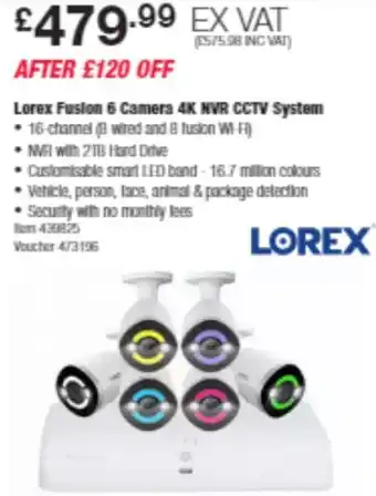 Costco Lorex Fusion 6 Camera 4K NVR CCTV System offer