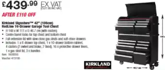 Costco Kirkland Signature 42 (106cm) RedLine 16-Drawer Garage Tool Chest offer