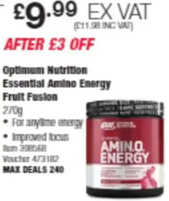 Costco Optimum Nutrition Essential Amino Energy Fruit Fusion offer