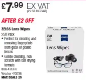 Costco ZEISS Lens Wipes offer