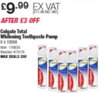 Costco Colgate Total Whitening Toothpaste Pump offer