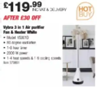 Costco Vybra 3 in 1 Air purifier Fan & Heater White offer