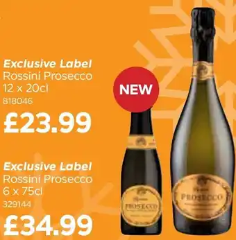 Bestway Exclusive Label Rossini Prosecco 12 x 20cl offer