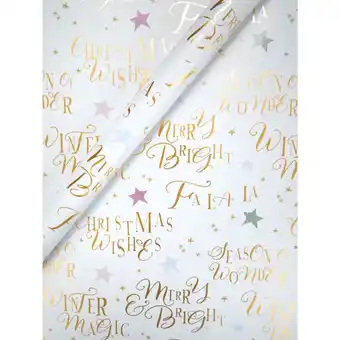Asda George home christmas gold-tone festive slogans gift wrap 3.5m offer