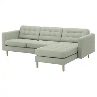 IKEA Landskrona 3-seat sofa, with chaise longue/gunnared light green/wood offer