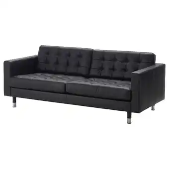 IKEA Landskrona three-seat sofa, grann/bomstad black/metal offer