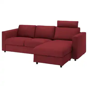 IKEA Vimle 3-seat sofa, with chaise longue with headrest/lejde red/brown offer