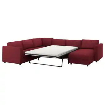 IKEA Vimle corner sofa-bed, 5-seat, with chaise longue/lejde red/brown offer