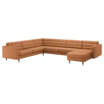 IKEA Landskrona corner sofa, 6-seat, with chaise longue/grann/bomstad golden-brown/metal offer