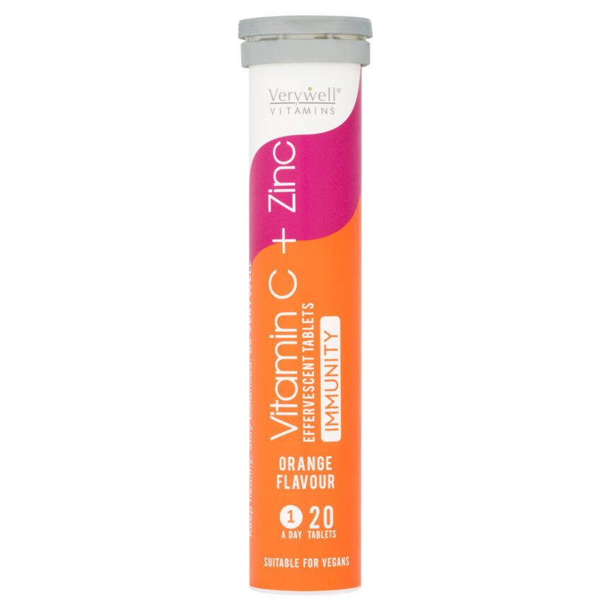 Verywell vitamins orange flavour vitamin c & zinc 20 effervescent