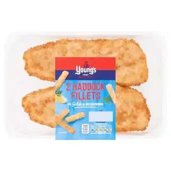 Asda Young's 2 haddock fillets in golden breadcrumbs 300g offer