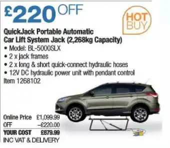 Costco Quickjack Portable Automatic Car Lift System Jack 2.268kg Capacity offer