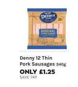 Mace Denny 12 Thin Pork Sausages offer