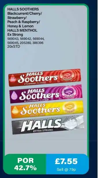 Bestway Halls Soothers Blackcurrent-Cherry-Strawberry-Peach & Raspberry- Honey & Lemon Halls Mentol offer