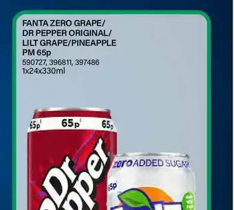Bestway Fanta Zero Grape- Dr Pepper Original- Lilt Grape-Pineapple offer