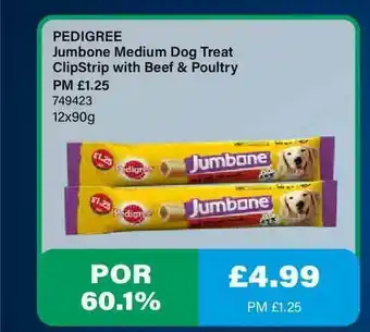 Bestway Pedigree Jumbone Medium Dog Treat ClipStrip With Beef & Poultry offer