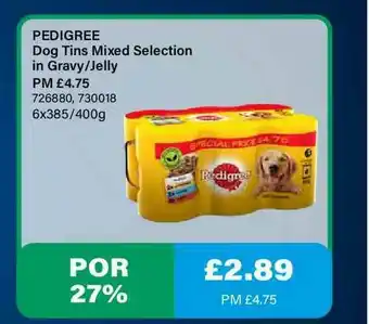 Bestway Pedigree Dog Tins Mixed Selection In Gravy-Jelly offer