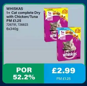 Bestway Whiskas 1+ Cat Complete Dry With Chicken-Tuna offer