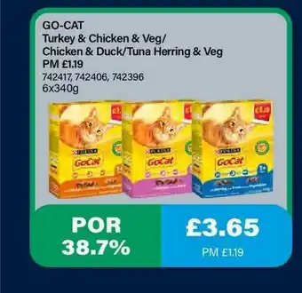 Bestway Go-Cat Turkey & Chicken & Veg - Chicken & Duck-Tuna Herring & Veg offer