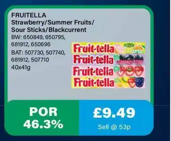 Bestway Fruitella Strawberry-Summer Fruits-Sour Sticks-Blackcurrent offer