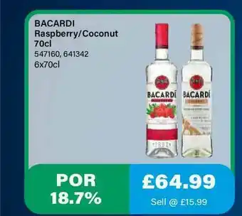 Bestway Bacardi Raspberry-Coconut 70cl offer