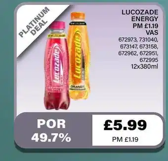 Bestway Lucozade Energy Vas offer