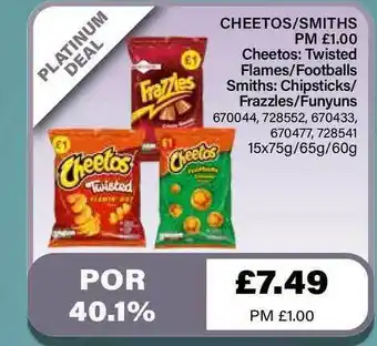 Bestway Cheetos : Twisted Flames-Footballs Or Smiths : Chipsticks-Frazzles-Funyuns offer