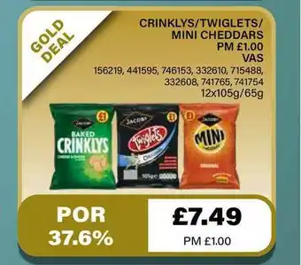 Bestway Crinklys-Twiglets-Mini Cheddars Vas offer