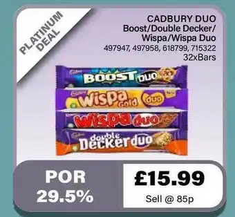 Bestway Cadbury Duo Boost-Double Decker-Wispa-Wispa Duo offer