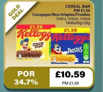 Bestway Cereal Bar Cocopops - Rice Krispies - Frosties offer