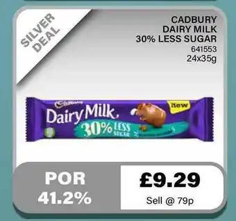 Bestway Cadbury Dairy Milk 30% Less Sugar offer