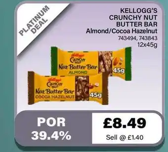 Bestway Kellogg's Crunchy Nut Butter Bar Almond - Cocoa Hazelnut offer
