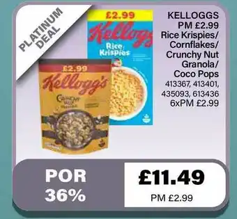 Bestway Kelloggs Rice Krispies - Cornflakes - Crunchy Nut Granola - Coco Pops offer
