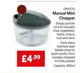 Lidl Ernesto Manual Mini Chopper offer