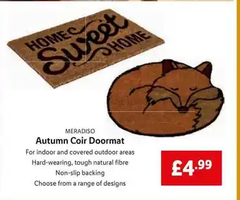 Lidl Meradiso Autumn Coir Doormat offer