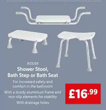 Lidl Ridder Shower Stool, Bath Step Or Bath Seat offer