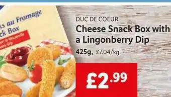 Lidl Duc De Coeur Cheese Snack Box With A Lingonberry Dip offer